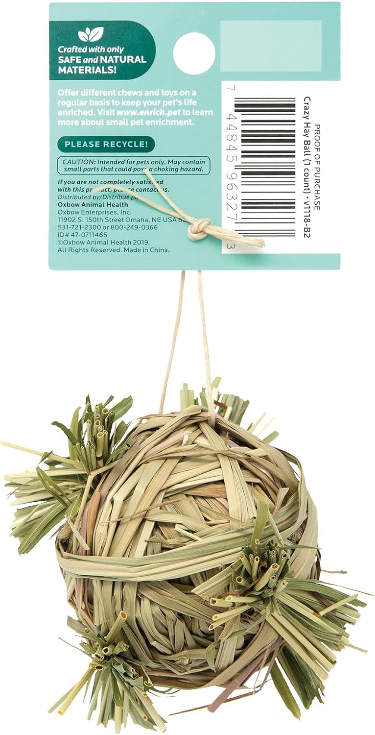 Oxbow Crazy Hay Ball, Rabbit & Guinea Pig Toys, Bunny Enrichment Toys