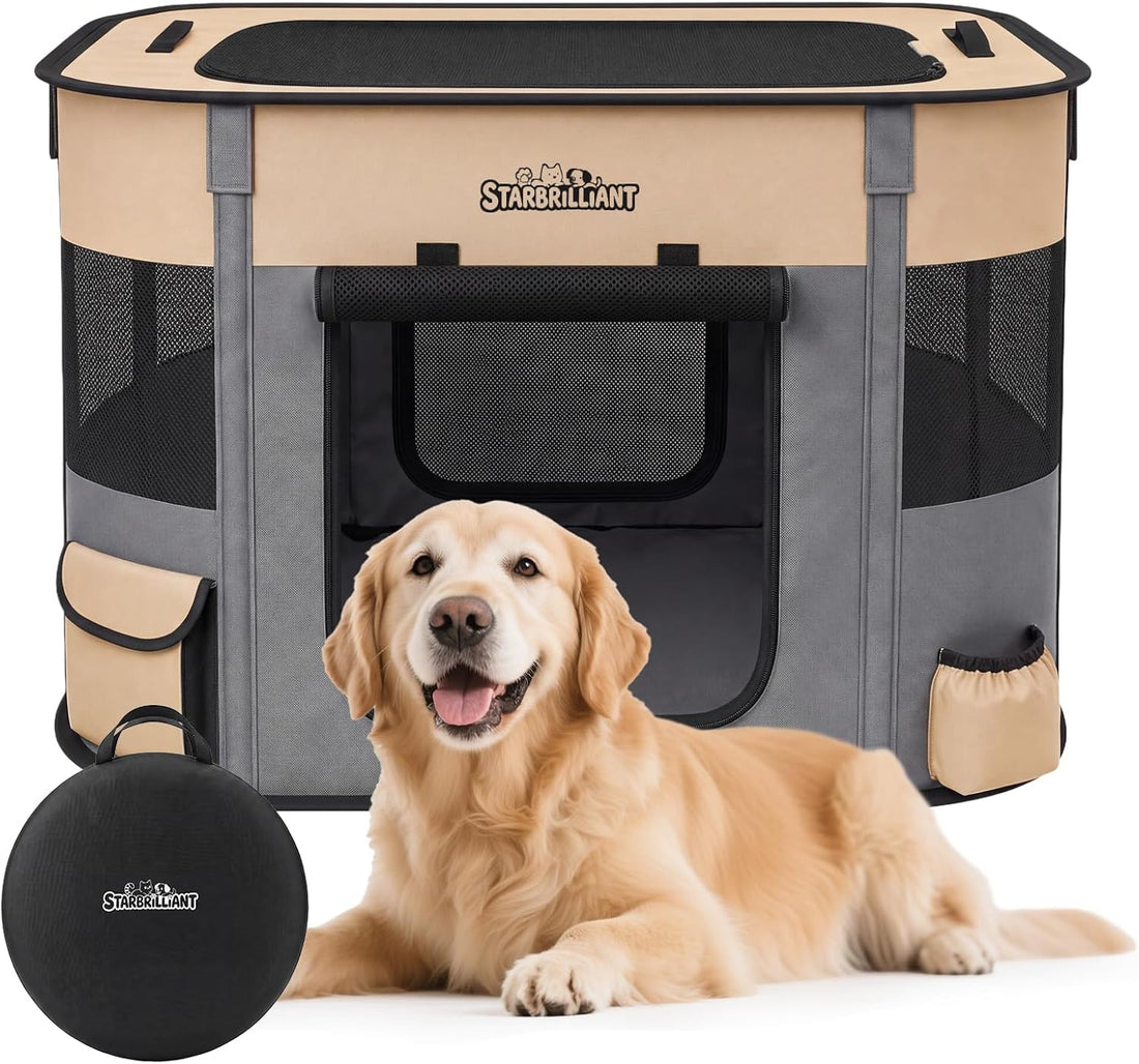 Portable Dog Cat Playpen, Foldable Dog Crate Kennel Tent for Puppy