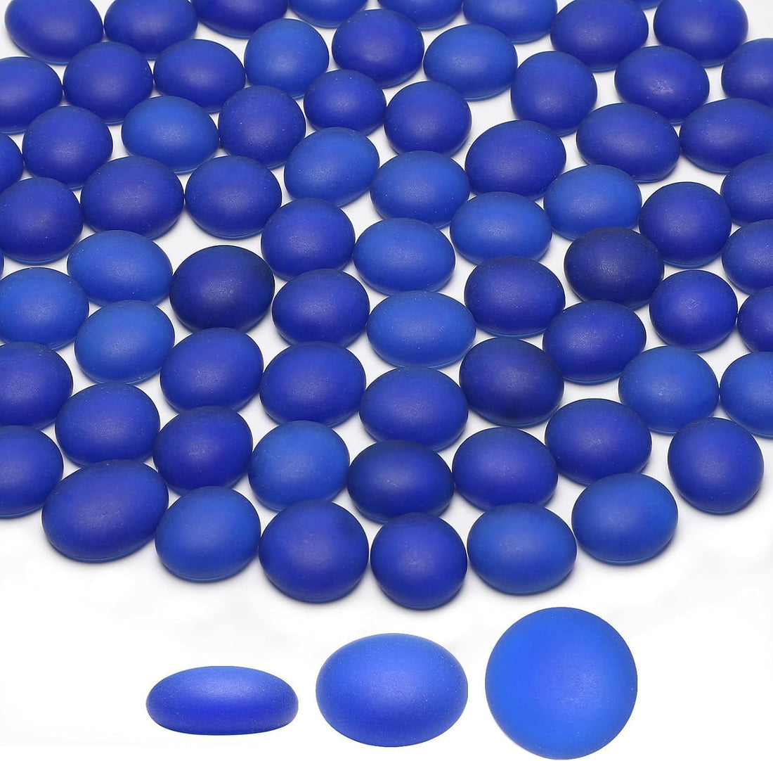 1LB Flat Marbles, Dark Blue Glass Gems Stones Flat Bottom Marble