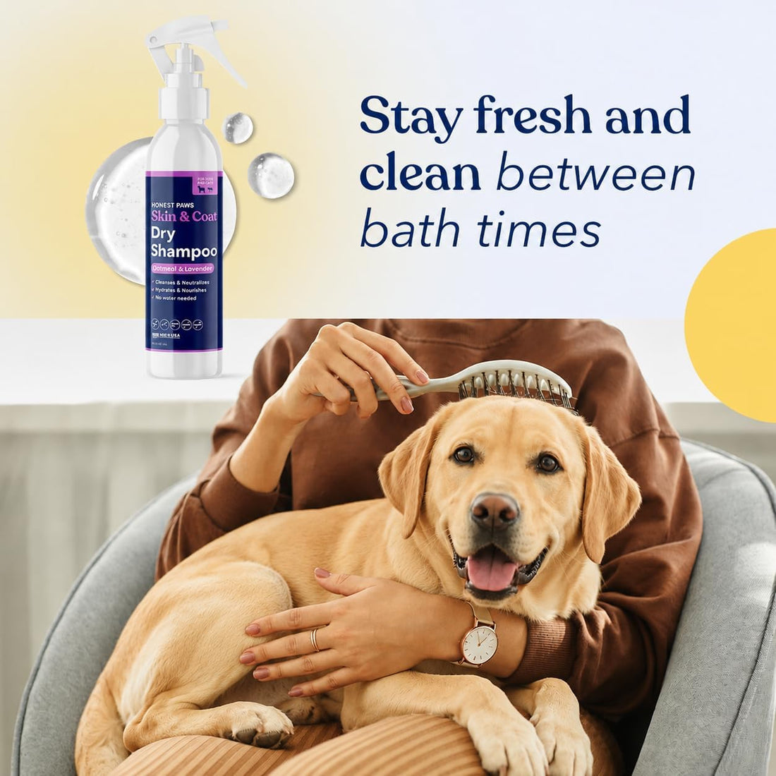 Dog Dry Shampoo, Waterless No-Rinse Foaming Formula