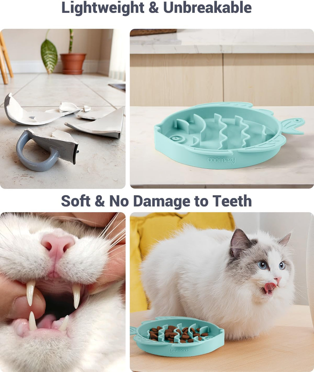 Coomazy Slow Feeder Cat Bowl Silicone Pet Puzzle Feeder for Slow