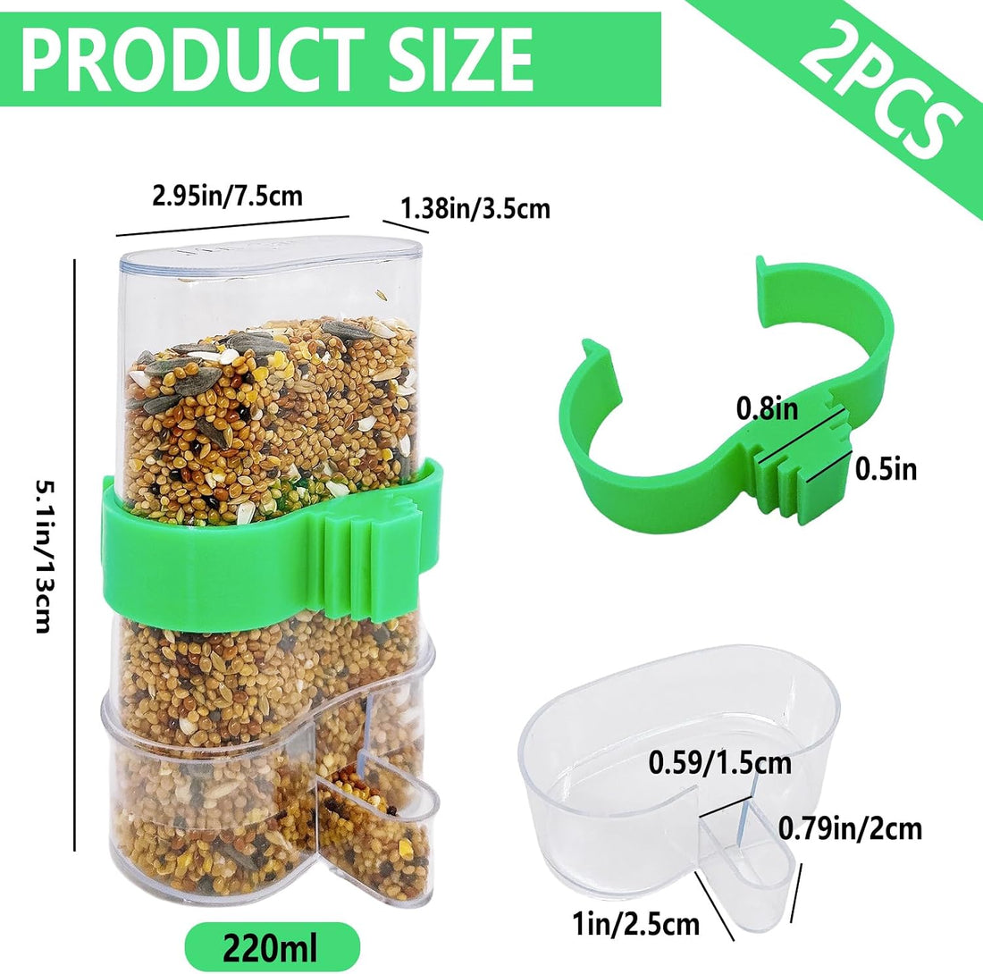 2 Pack Bird Water Dispenser and Feeder for Parakeet Cage Accessories