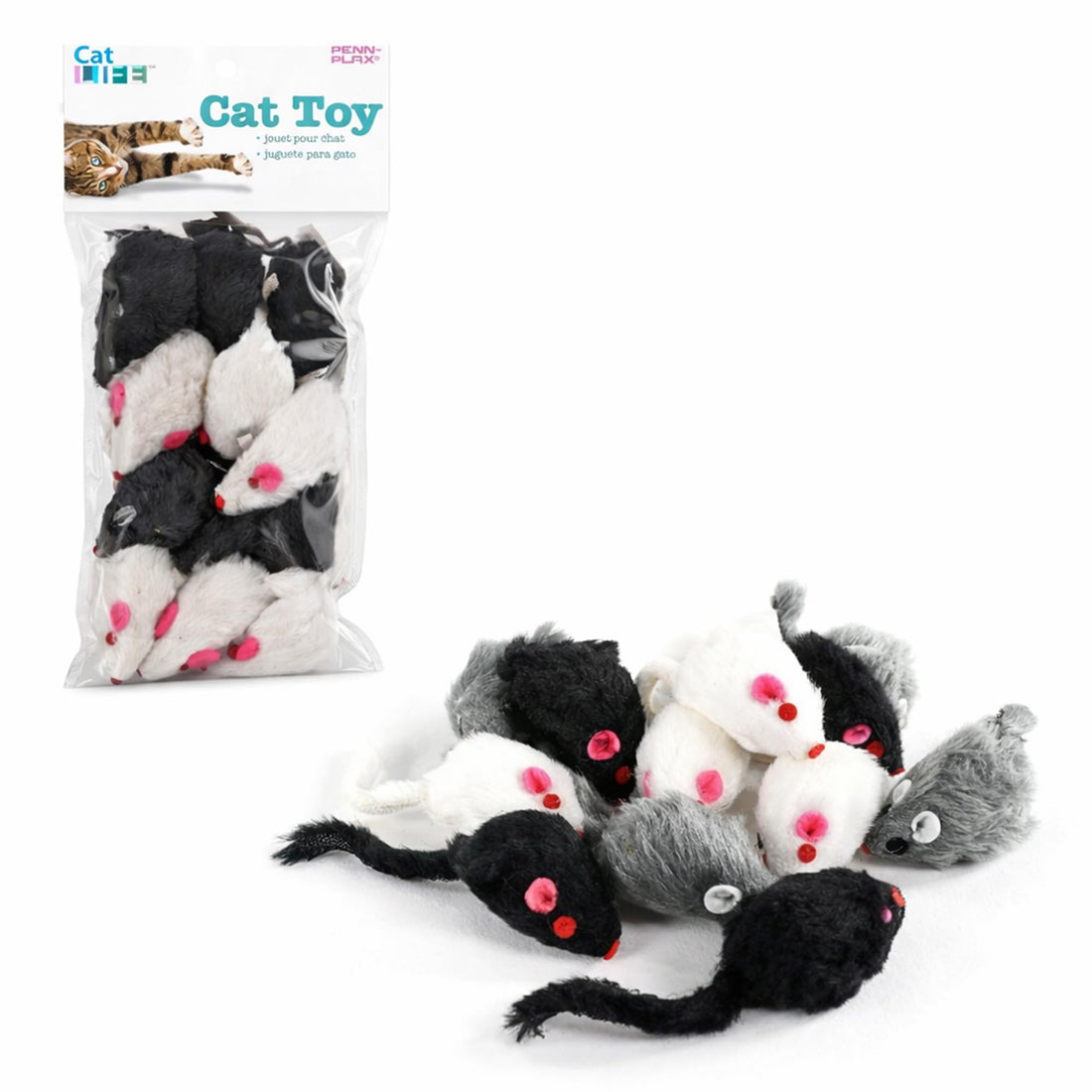 Penn-Plax Play Fur Mice Cat Toys, 12 Pack