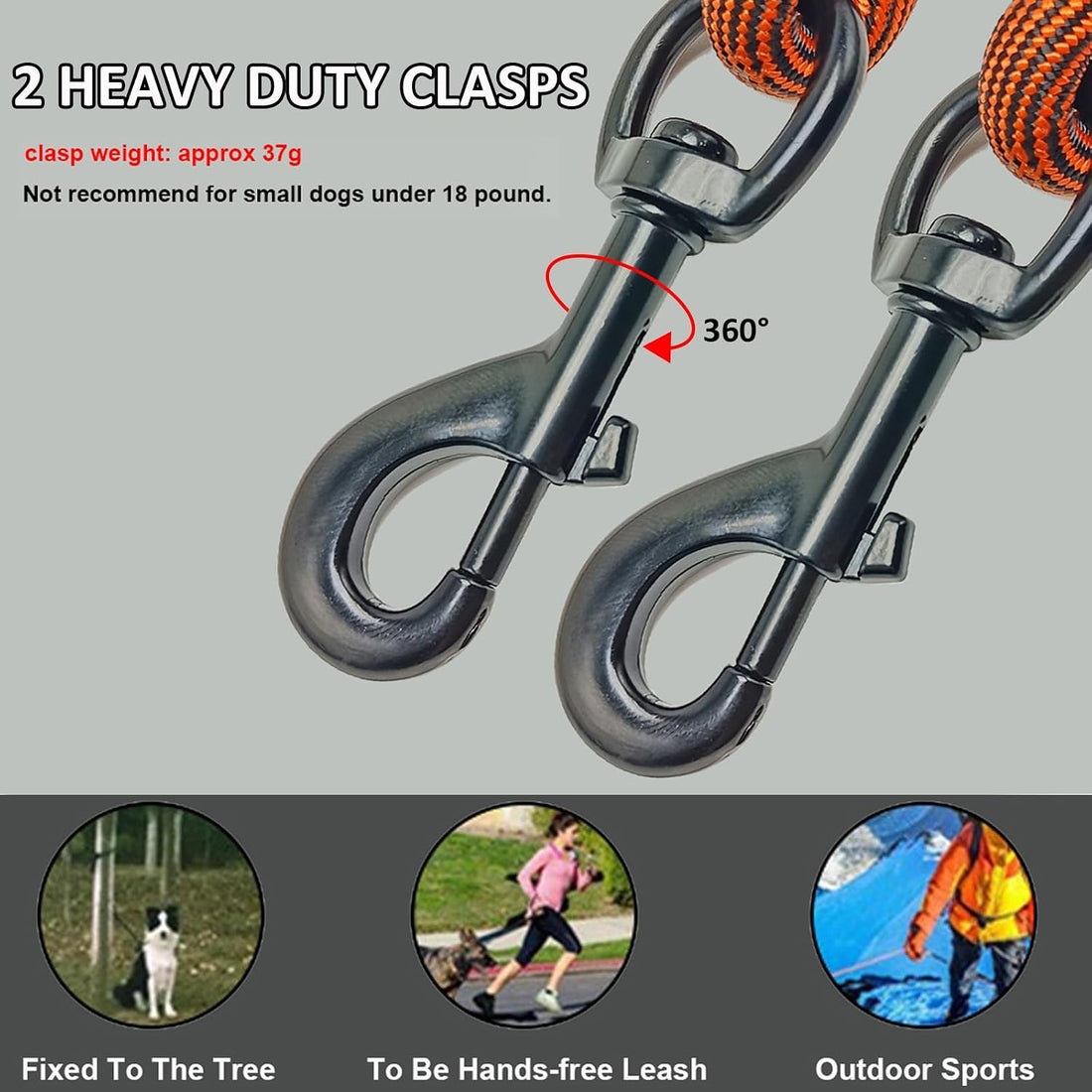 BTINESFUL Dog Tie Out, Check Cord Long Tether Rope Leash