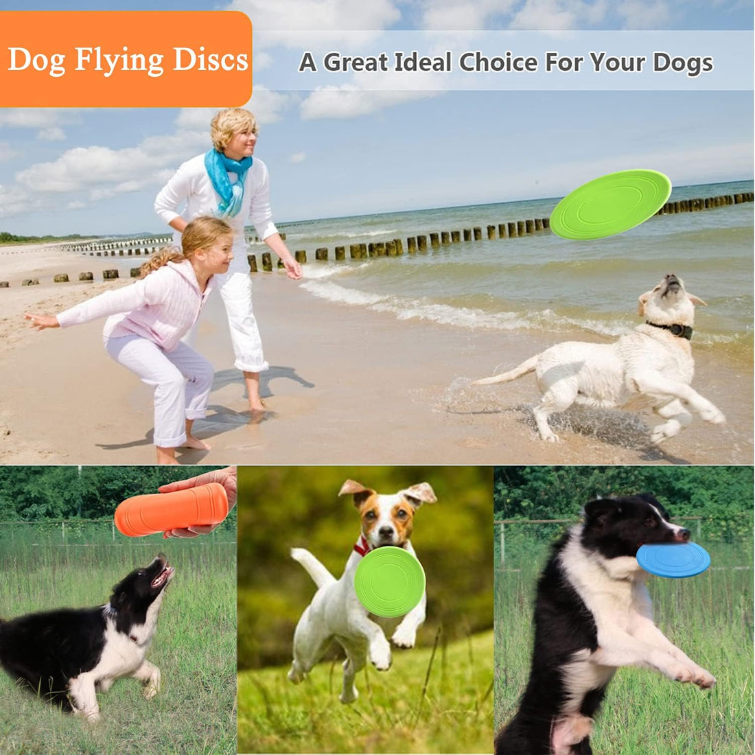 XIGOU Dog Flying Disc, 3 Pack Dog Flyer Toys