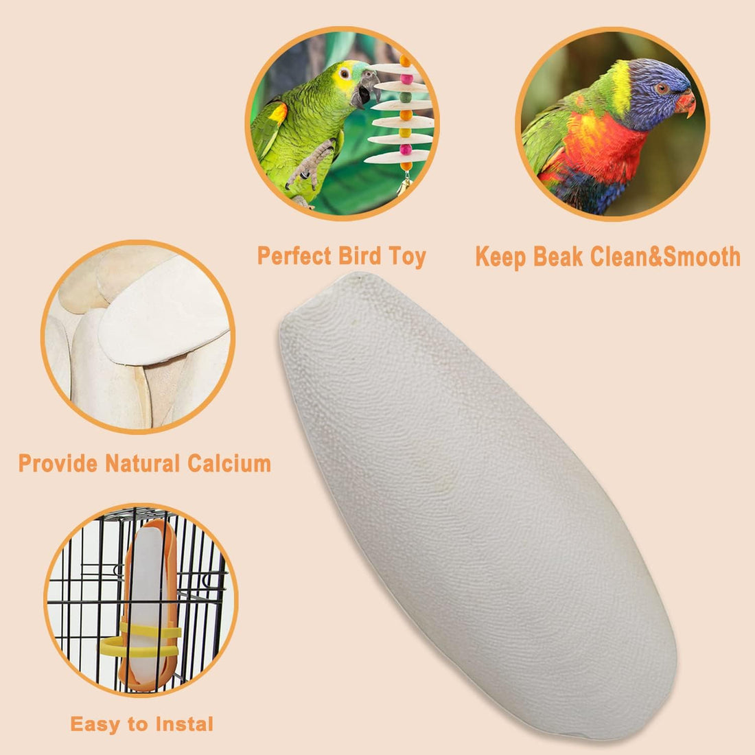 5.9"-6.53" Large Bird Cuttlebone for Parakeets
