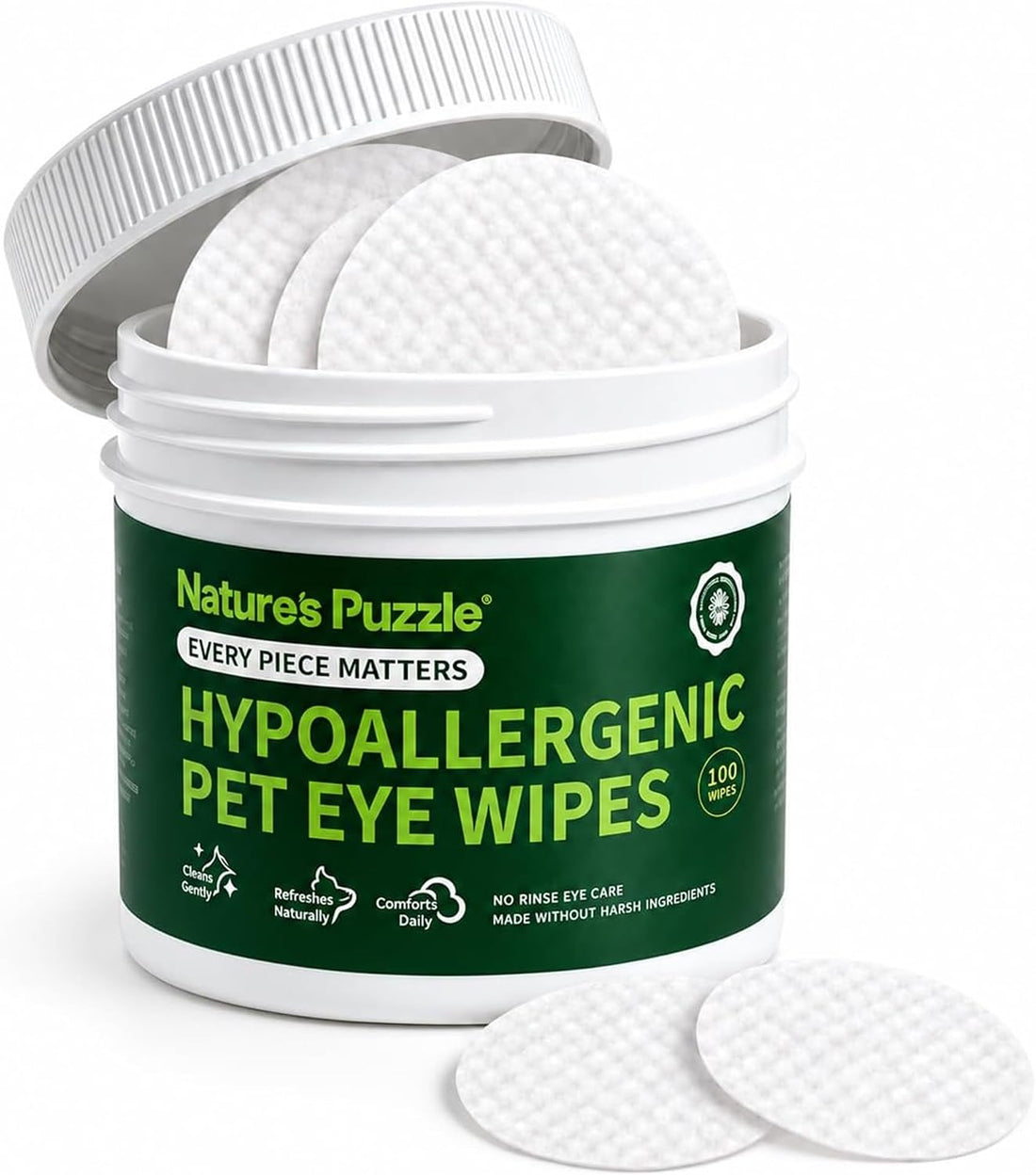 Pet Eye Wipes for Dogs & Cats, 100 Count Tear Stain Pads