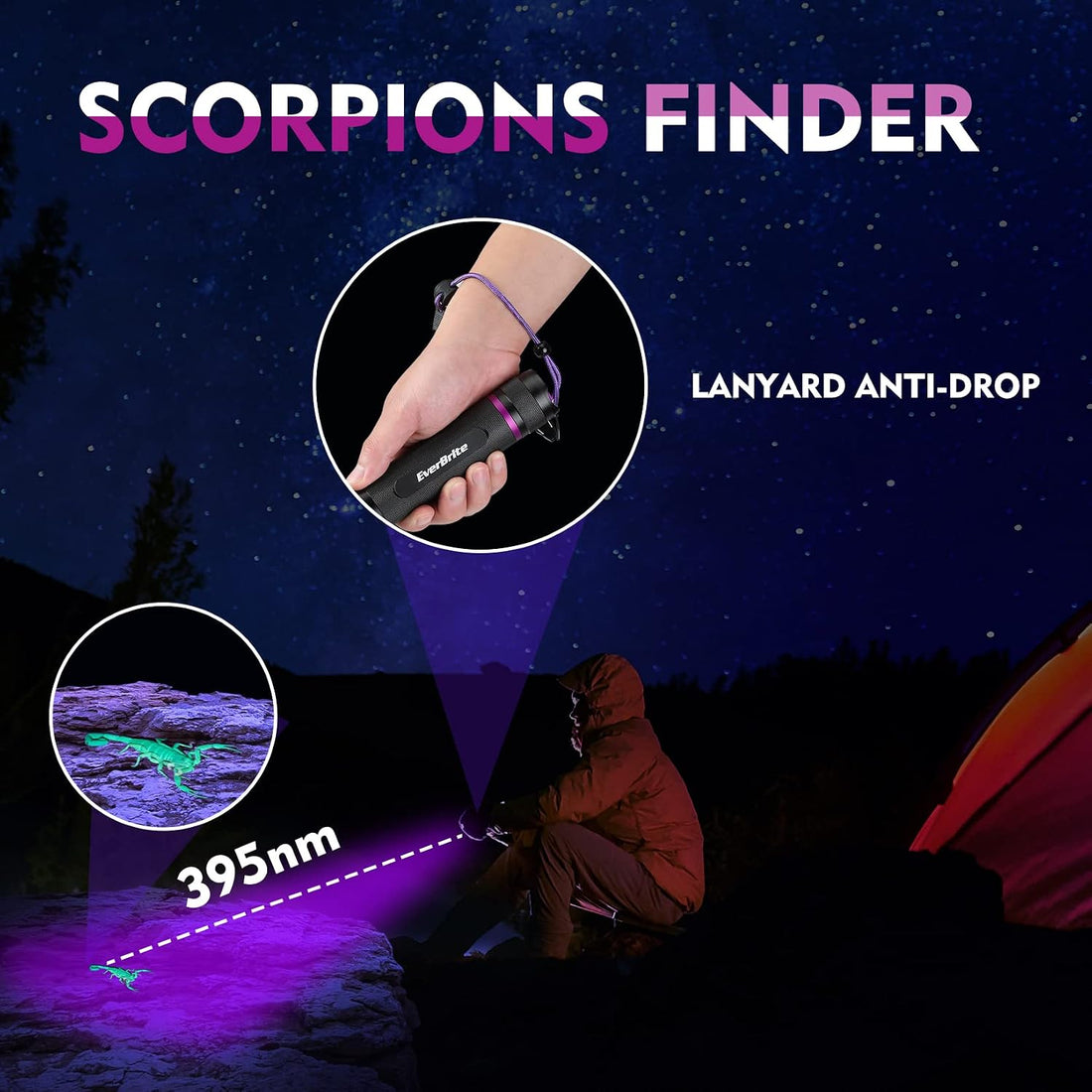 EverBrite 100 LED UV Blacklight Flashlight, 395nm for Pet Urine
