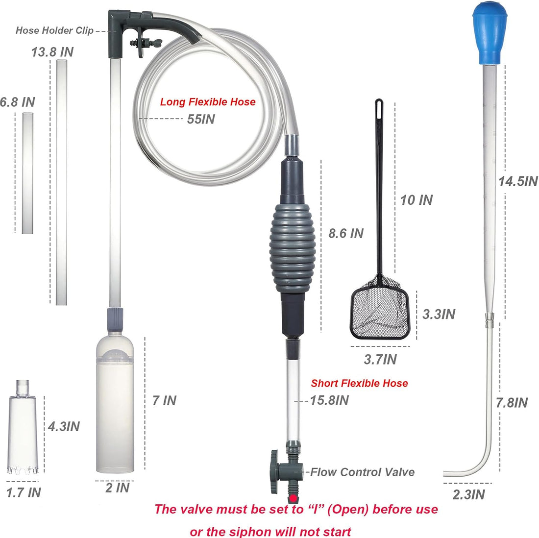Aquarium Siphon Vacuum Kit with Turkey Baster