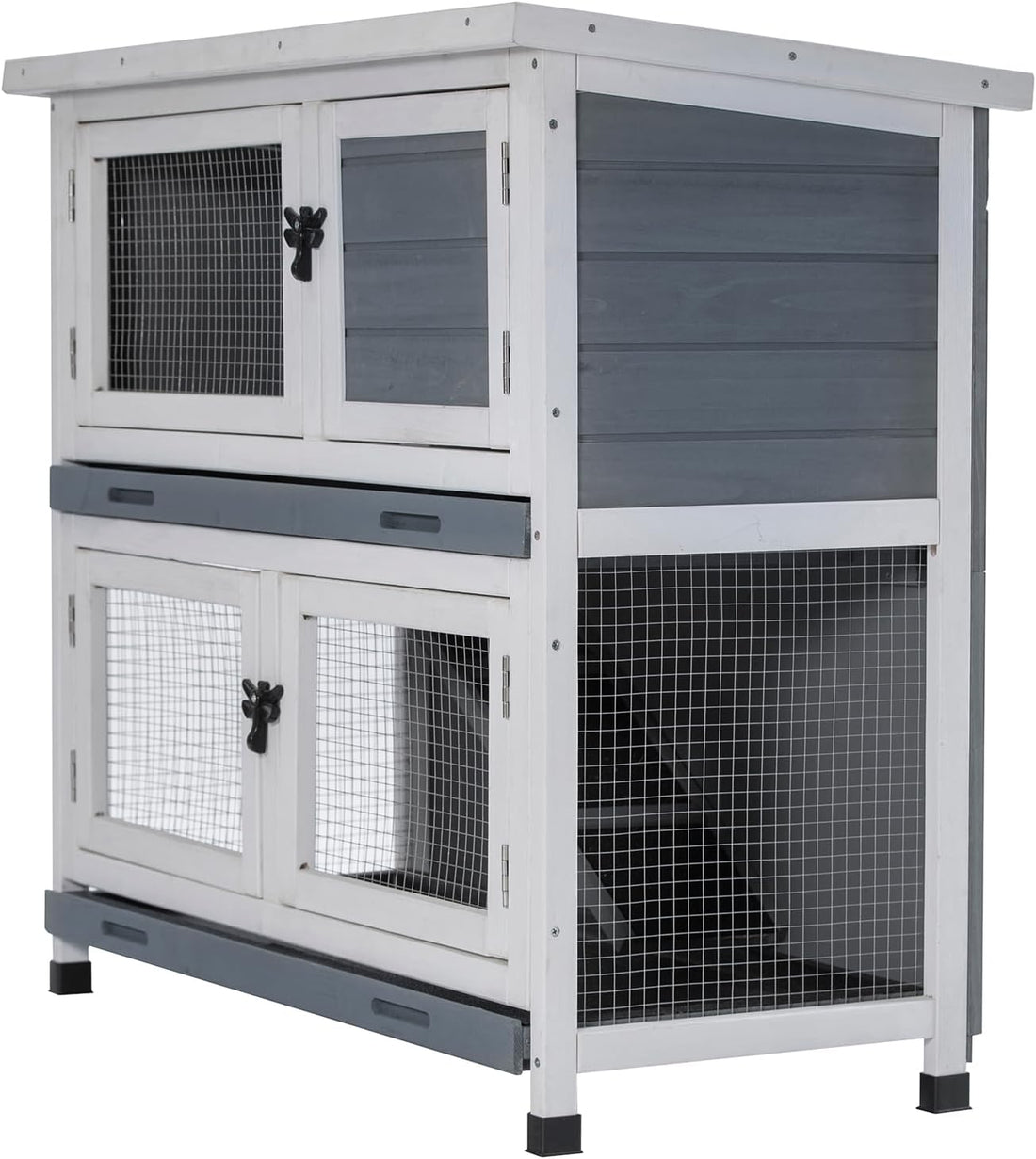 2 Story Solid Wood Rabbit/Bunny Hutch with 2 Large Main Rooms