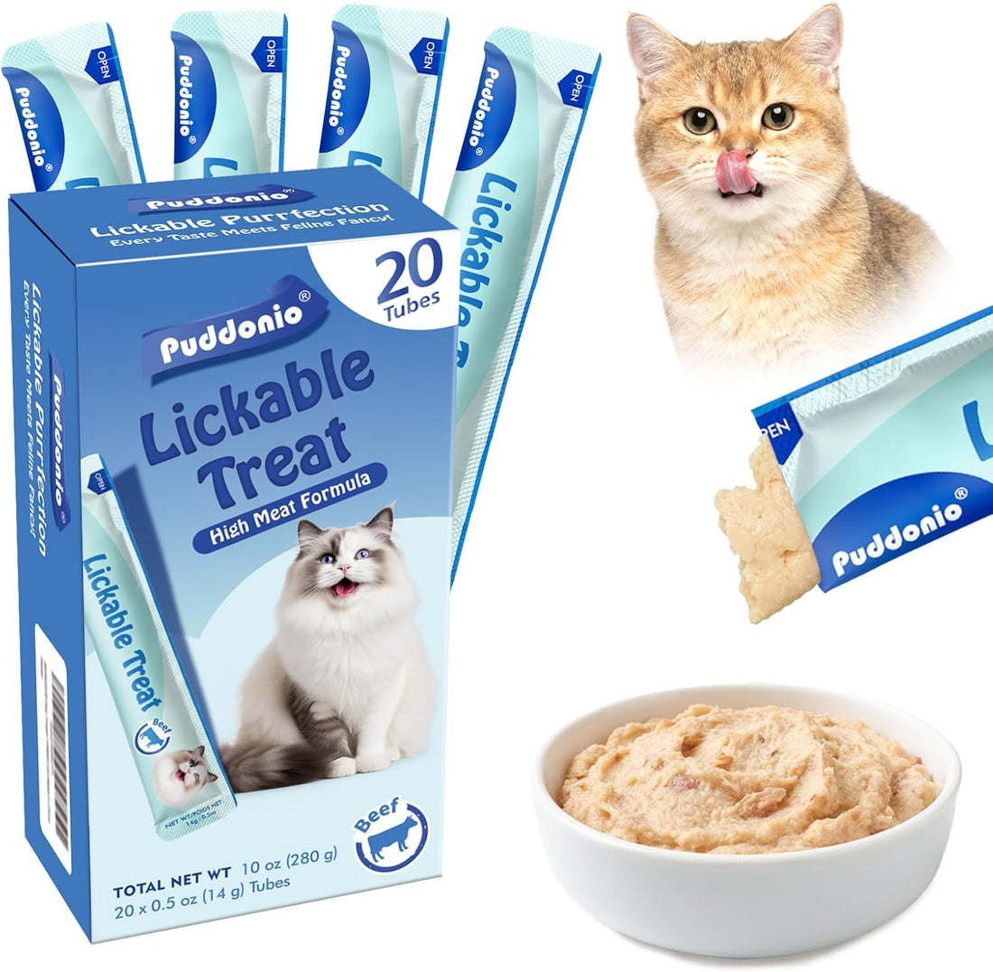 Lickable Cat Treats, High-Meat Purée, 0.5 oz Tubes, 20 Count
