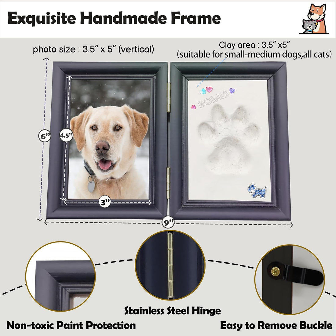 MYPAWLETS Dog or Cat Paw Print Kit with Trinkets,Pet paw Print