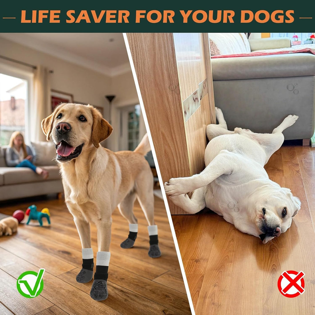 EXPAWLORER Anti Slip Dog Socks to Prevent Licking Paws,Anti Off Dog