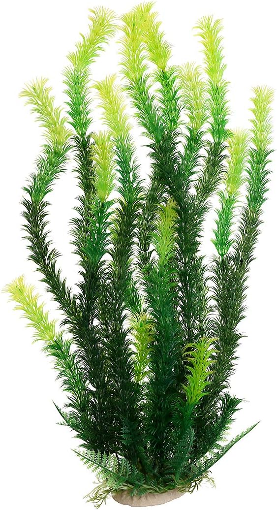 17" Plastic Water Plant for Aquarium Fish Tank Ornament, Rhodo