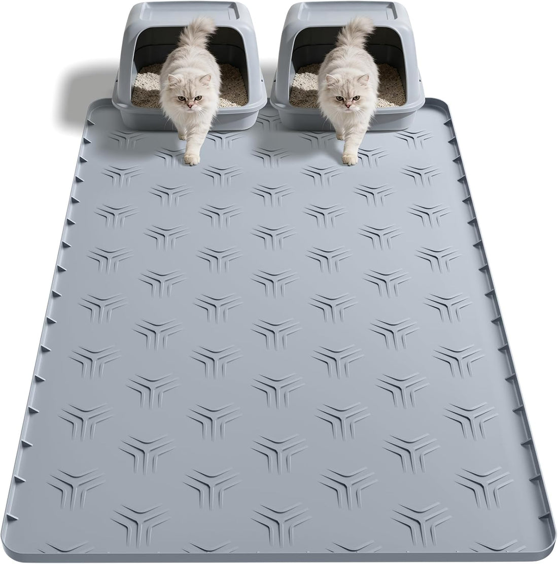 JUJOMAT Cat Litter Box Mat, 34"×22" Waterproof Silicone Cat Litter