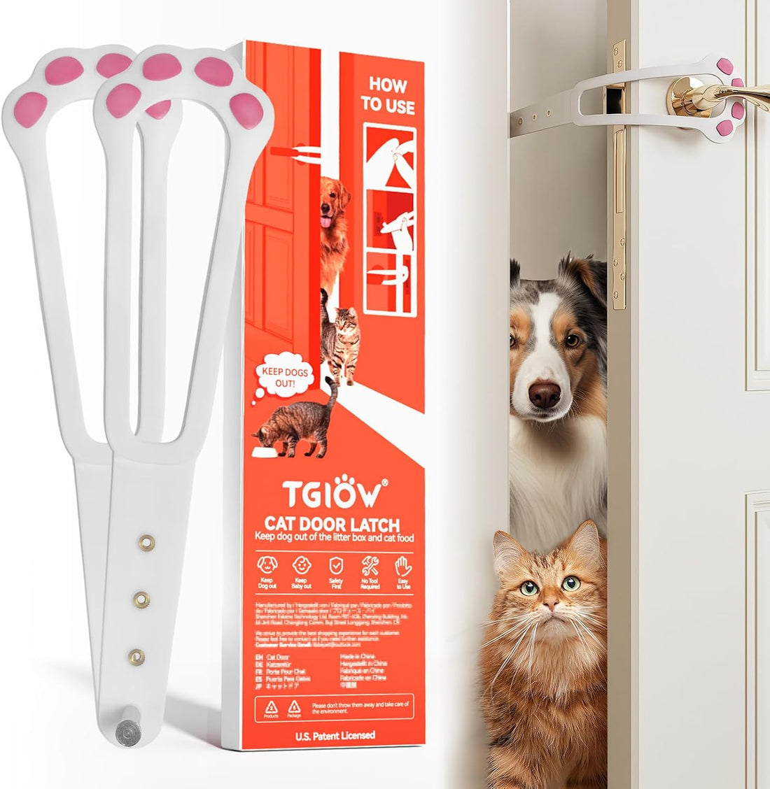 TGIOW Cat Door Latch, 2 Pcs Cat Door Stopper Pet Door Latch to Keep