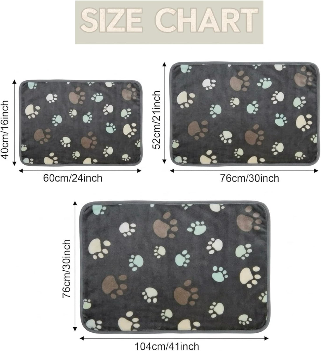 CADONO Fluffy Premium Flannel Dog Blanket Washable Paw Printed Throw