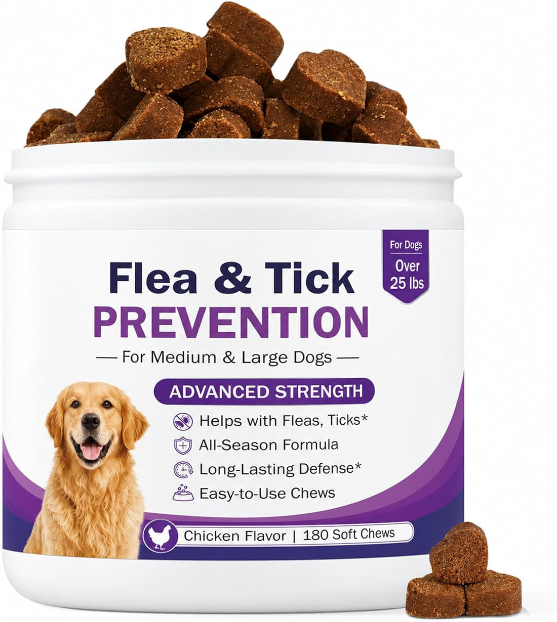 Flea and Tick Prevention for Dogs - 180 Natural Soft Chews
