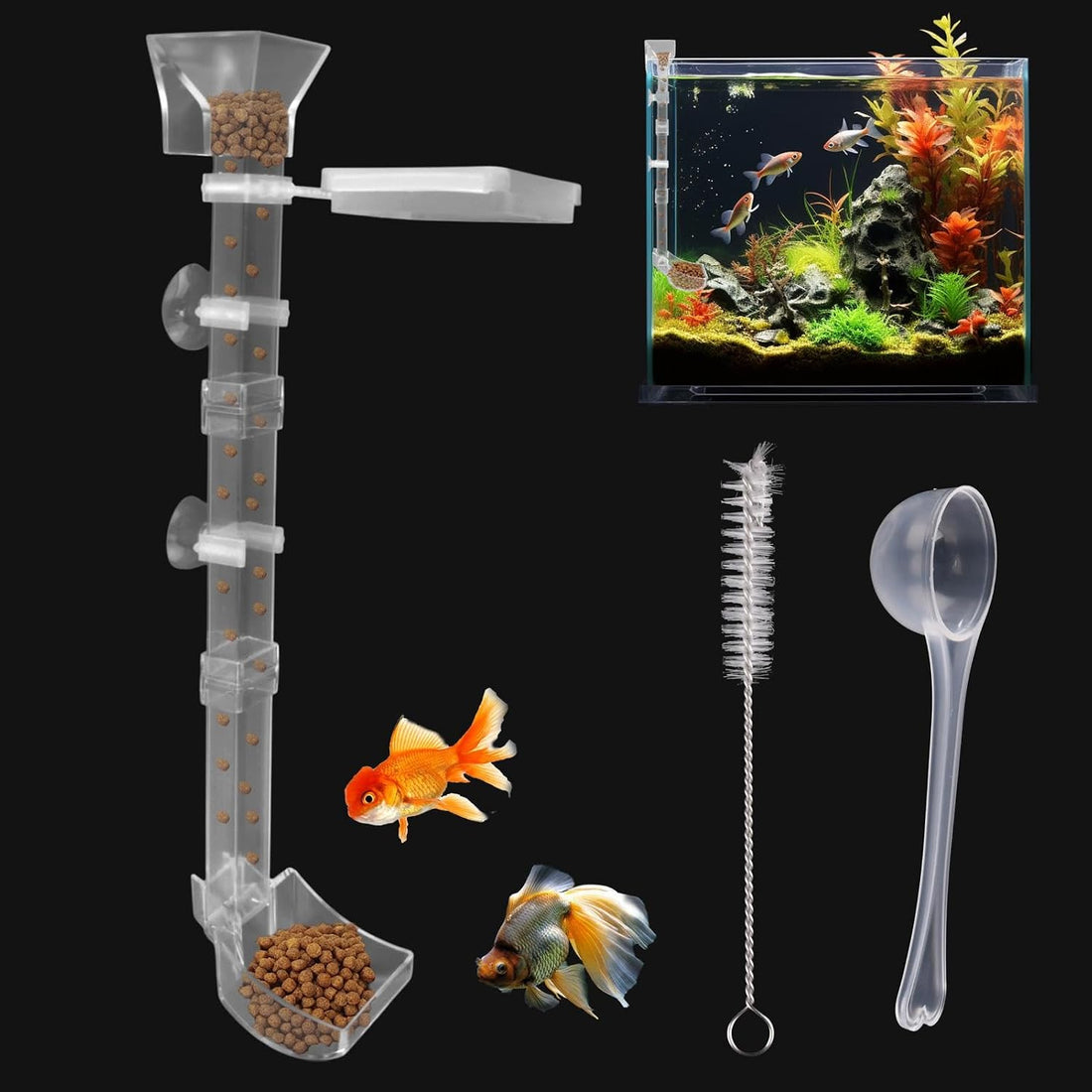 Shrimp Feeding Tube and Dish Set,Aquarium Fish Feeder Tube Kit,Clear