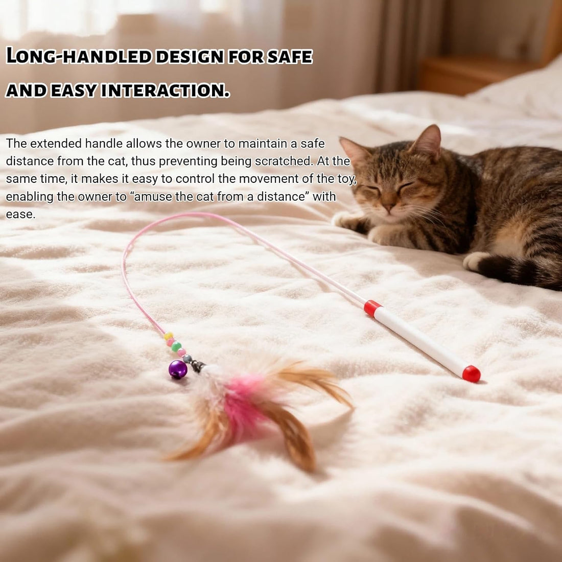 Cat Feather Wand Toy - Steel Wire Feather Interactive Cat Stick