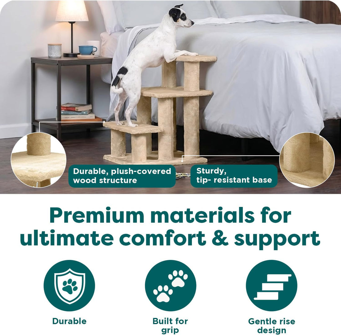 Furhaven Steady Paws Multi-Step Pet Stairs for High Beds & Sofas
