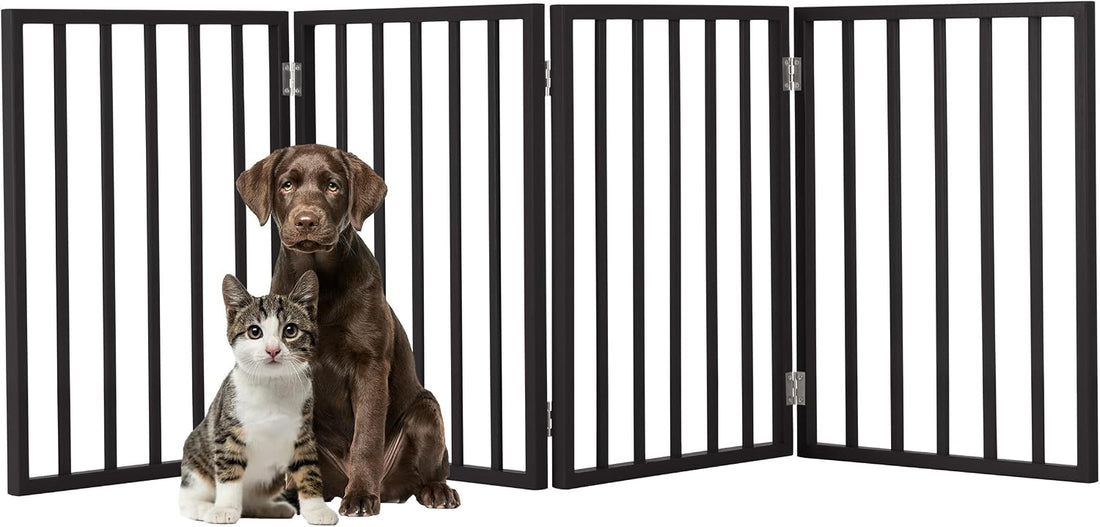 Pet Gate - 4-Panel Indoor Foldable Dog Fence for Stairs, Hallways
