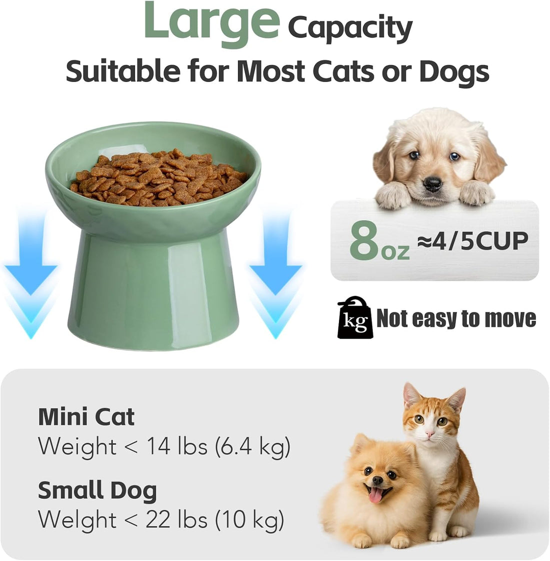 YauYik Raised Cat Bowl, Elevated Cat Food Bowls with Tilted Angle