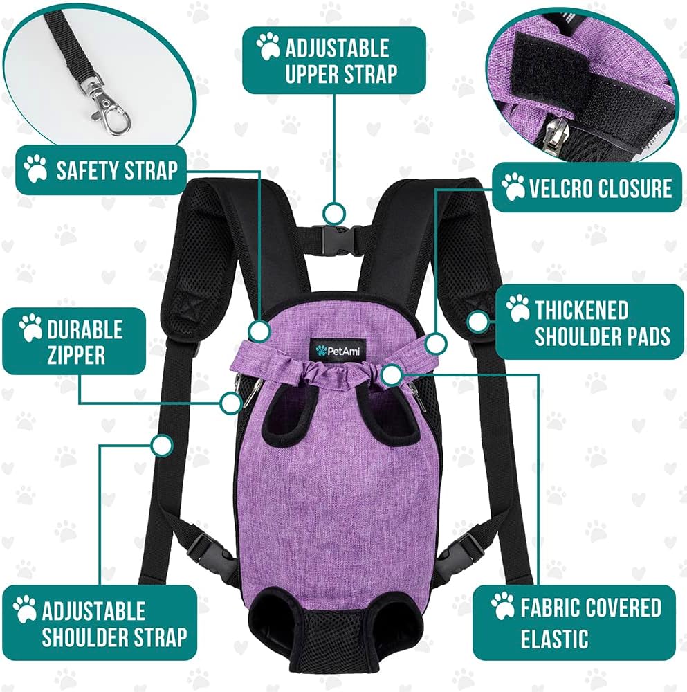 PetAmi Dog Carrier Backpack, Adjustable Pet Cat Front Carrier Backpack