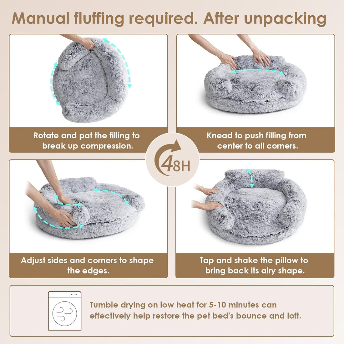 EHEYCIGA 20" Calming Donut Dog Bed for Small Dog & Cat Washable Pet