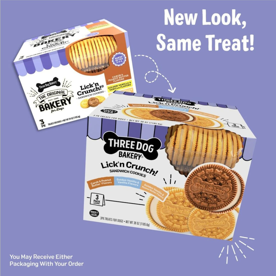 Three Dog Bakery Lick'n Crunch! Dog Treats Variety Pack - 13 oz