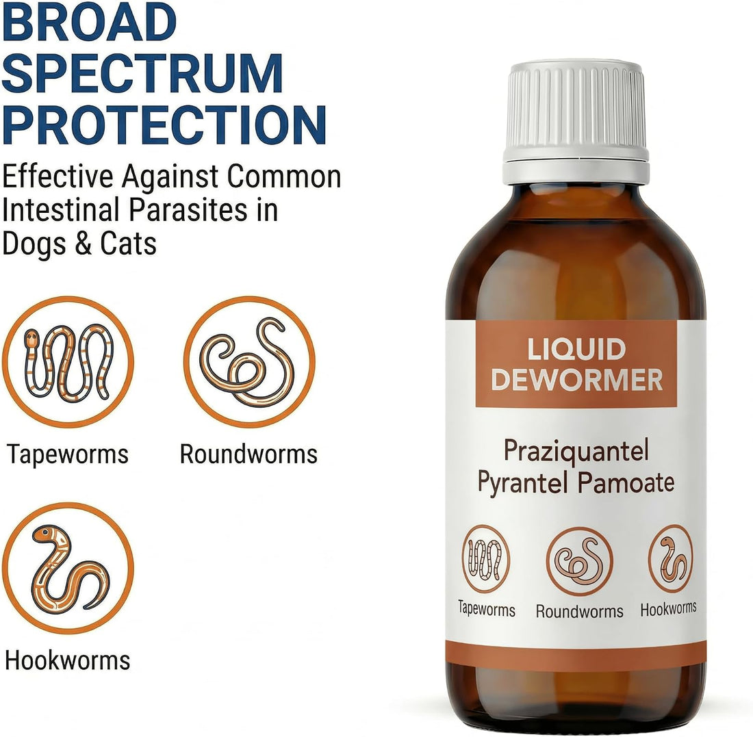 Praziquantel & Pyrantel Liquid Dewormer for Dog and Cat 6-25 lbs