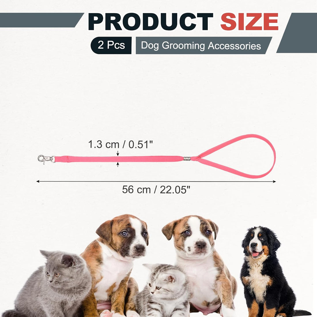 Pet Dog Grooming Loop, Dog Cat Safety Rope, Pink, 2Pcs