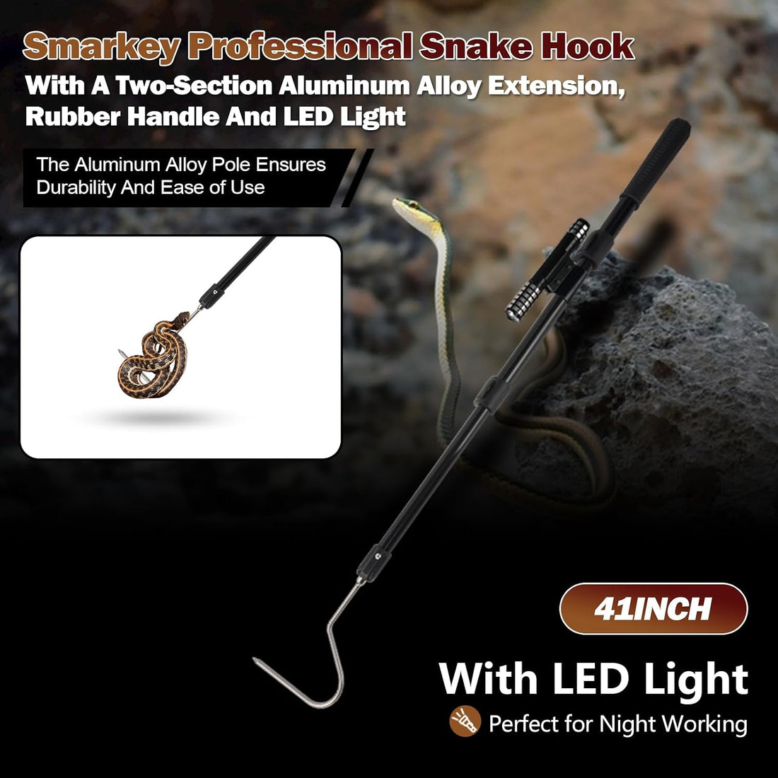 Snake Catcher Hook Stick Tongs Grabber Catching Tool Picker Kit