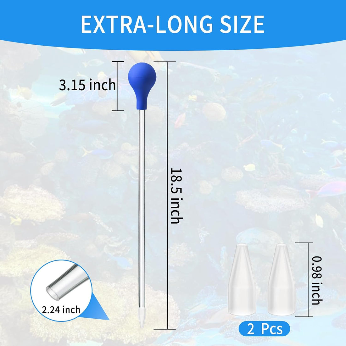 18.5 in Long Pipette for Fish Tank Coral Food Feeder Long Syringe