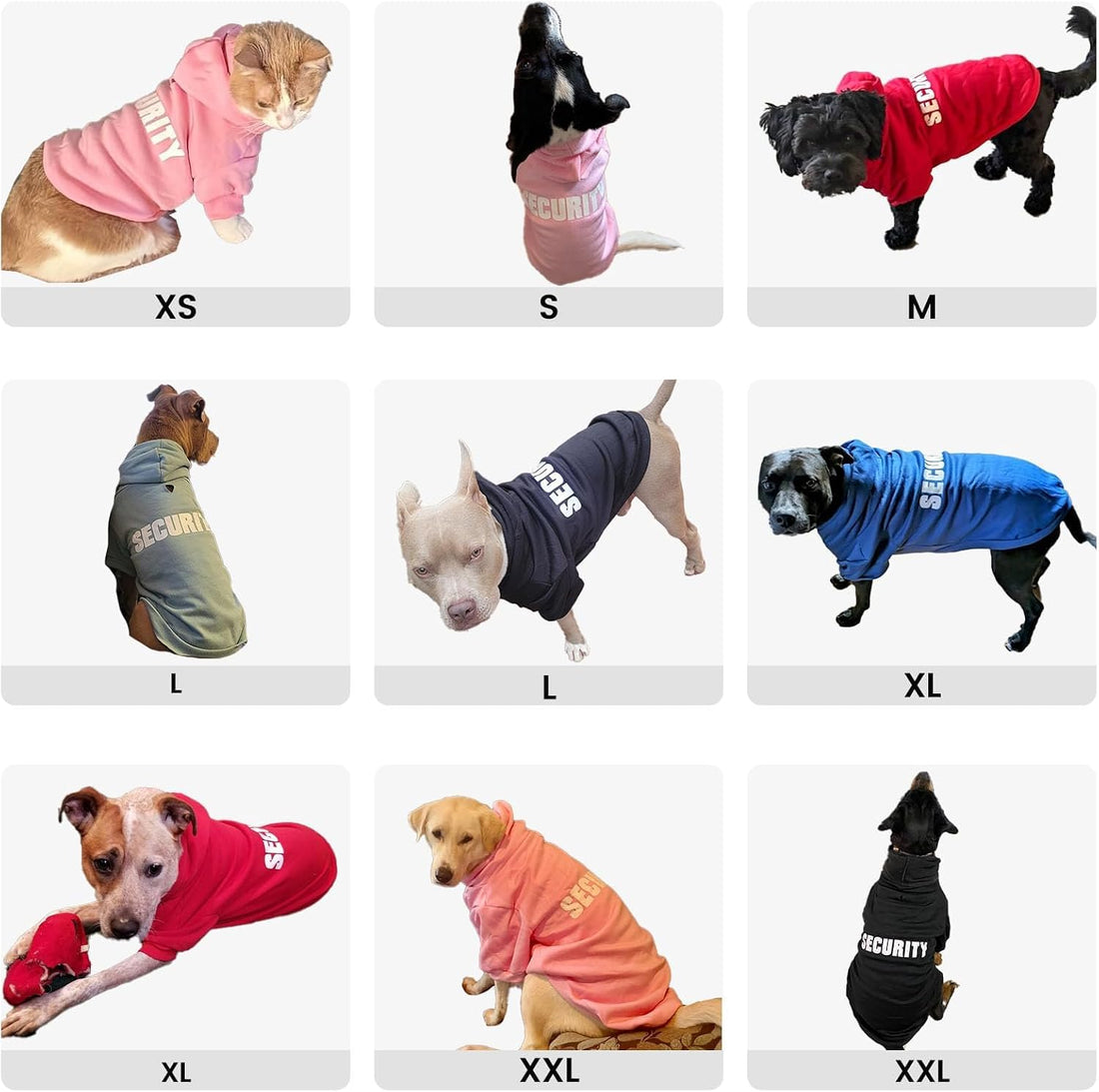 BINGPET Security Dog Hoodie, Pet Sweater Clothes with Leash Hole
