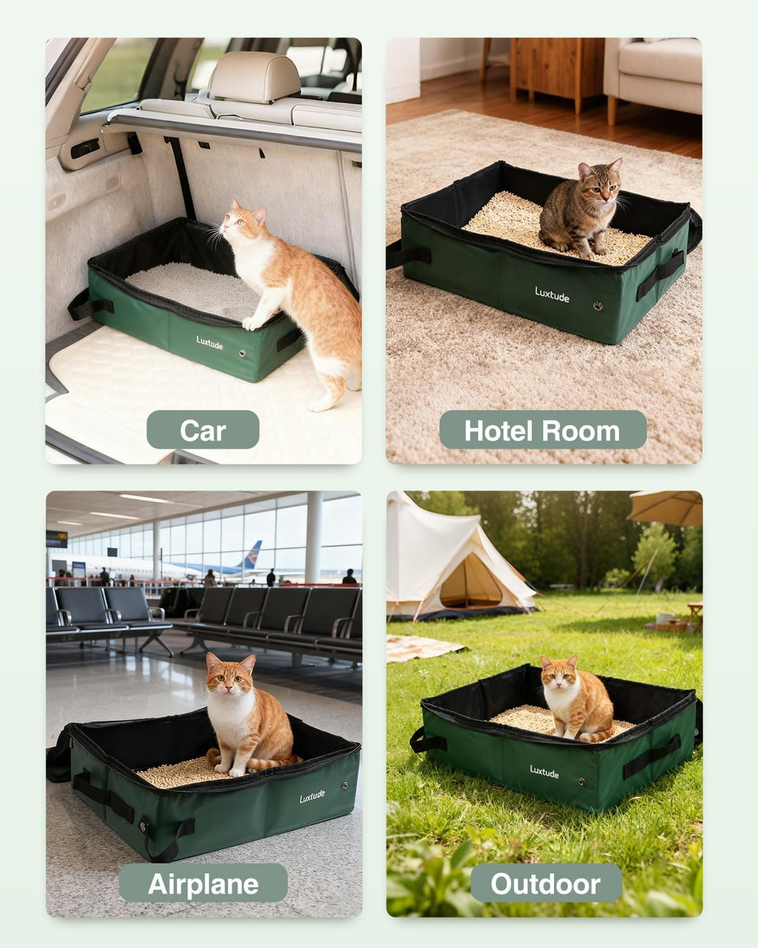 Luxtude Travel Litter Box for Cats, Comes with a Hard Non-Stick Bottom