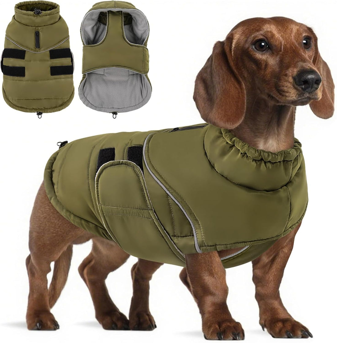 XXL Dog Coat Dog Cold Weather Reflective Jacket with Harness Hole