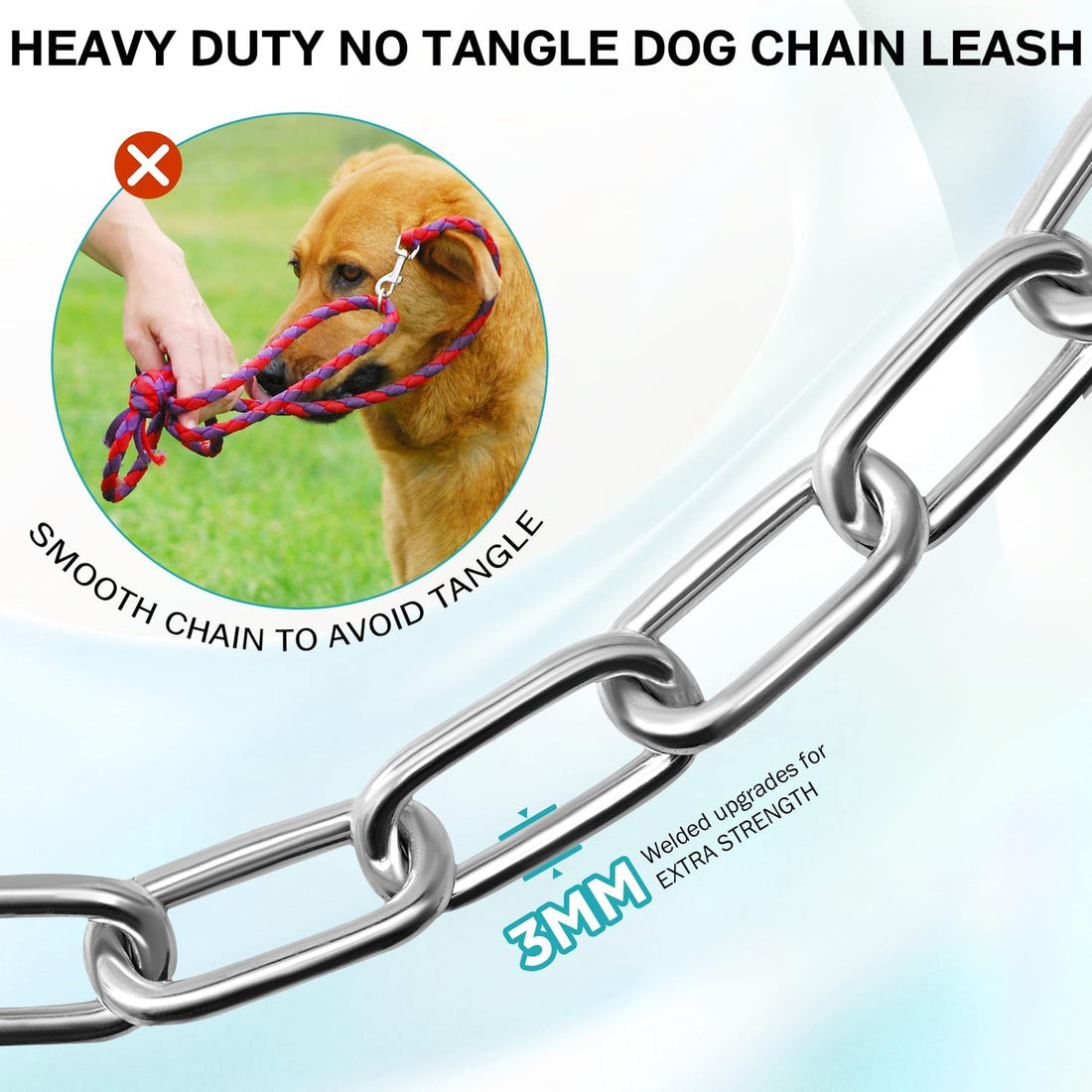 Heavy Duty Dog Chain for Yard-15FT Metal Dog Chain Leash Chew