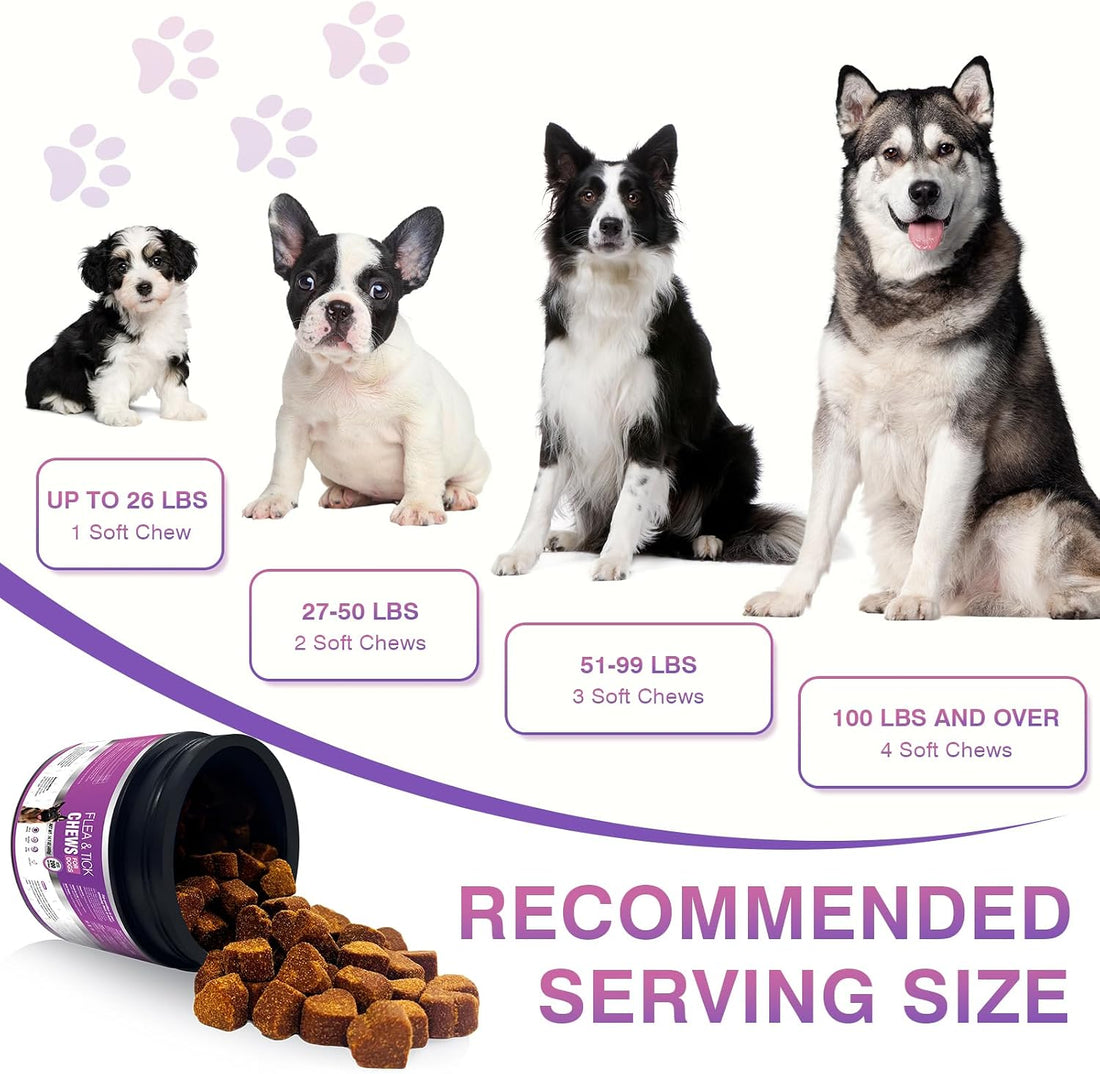 Dog Flea and Tick Chewable Tablets 200 Soft Chews Oral Supplement