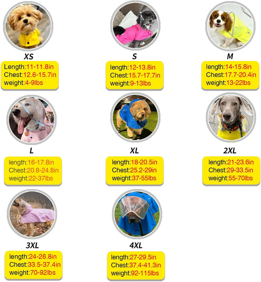 MAMORE Dog Raincoat Waterproof Reflective Adjustable Pet Rain Jacket