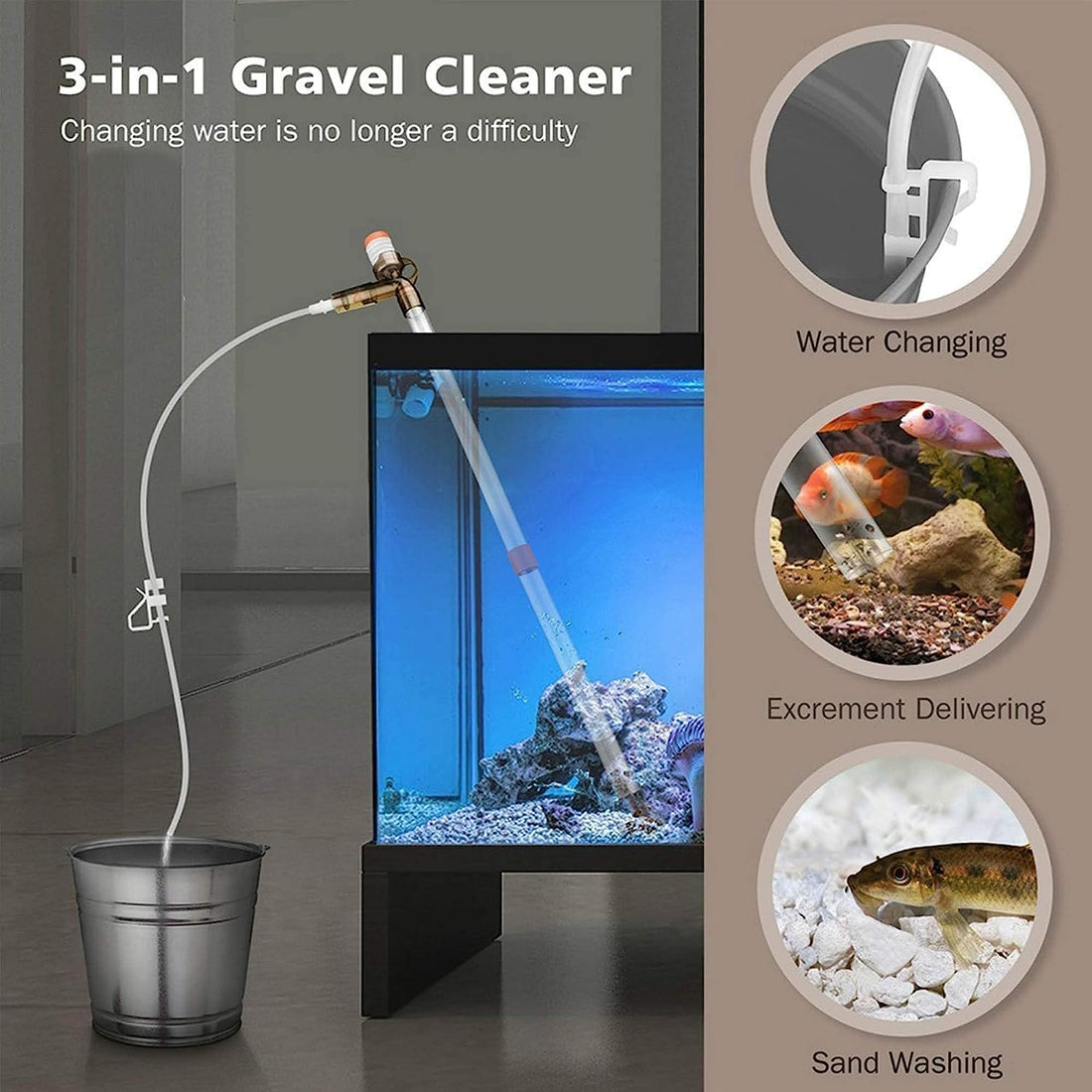 Aquarium Gravel Cleaner Fish Tank Kit Long Nozzle Water Changer