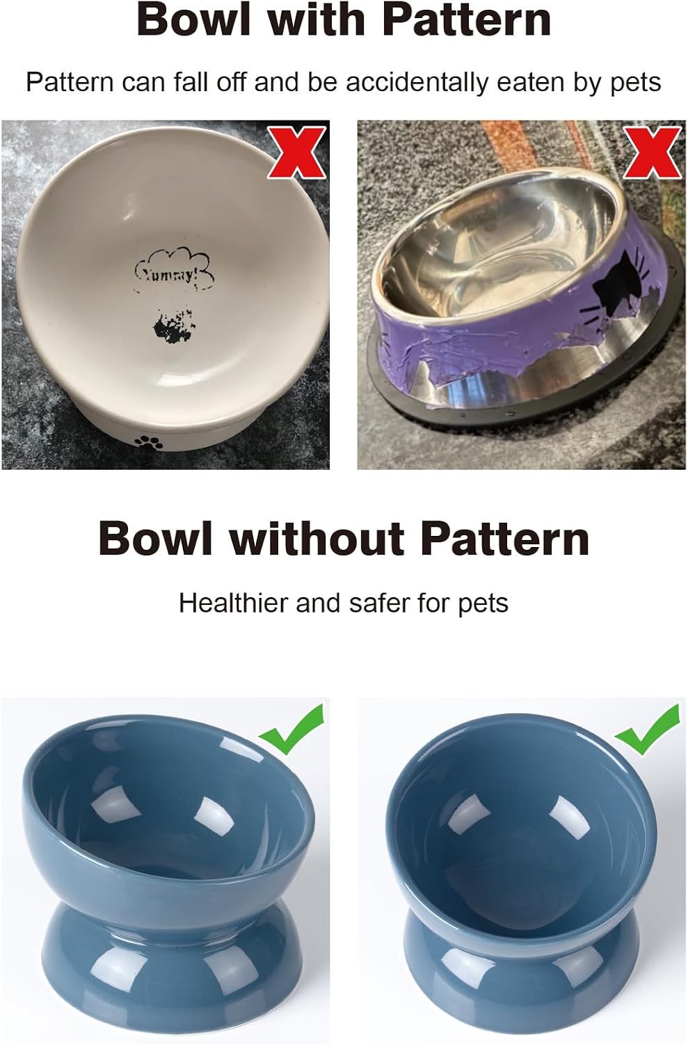 ABRUTY Cat Water Bowl, 16 OZ Ceramic Elevated Cat Bowls