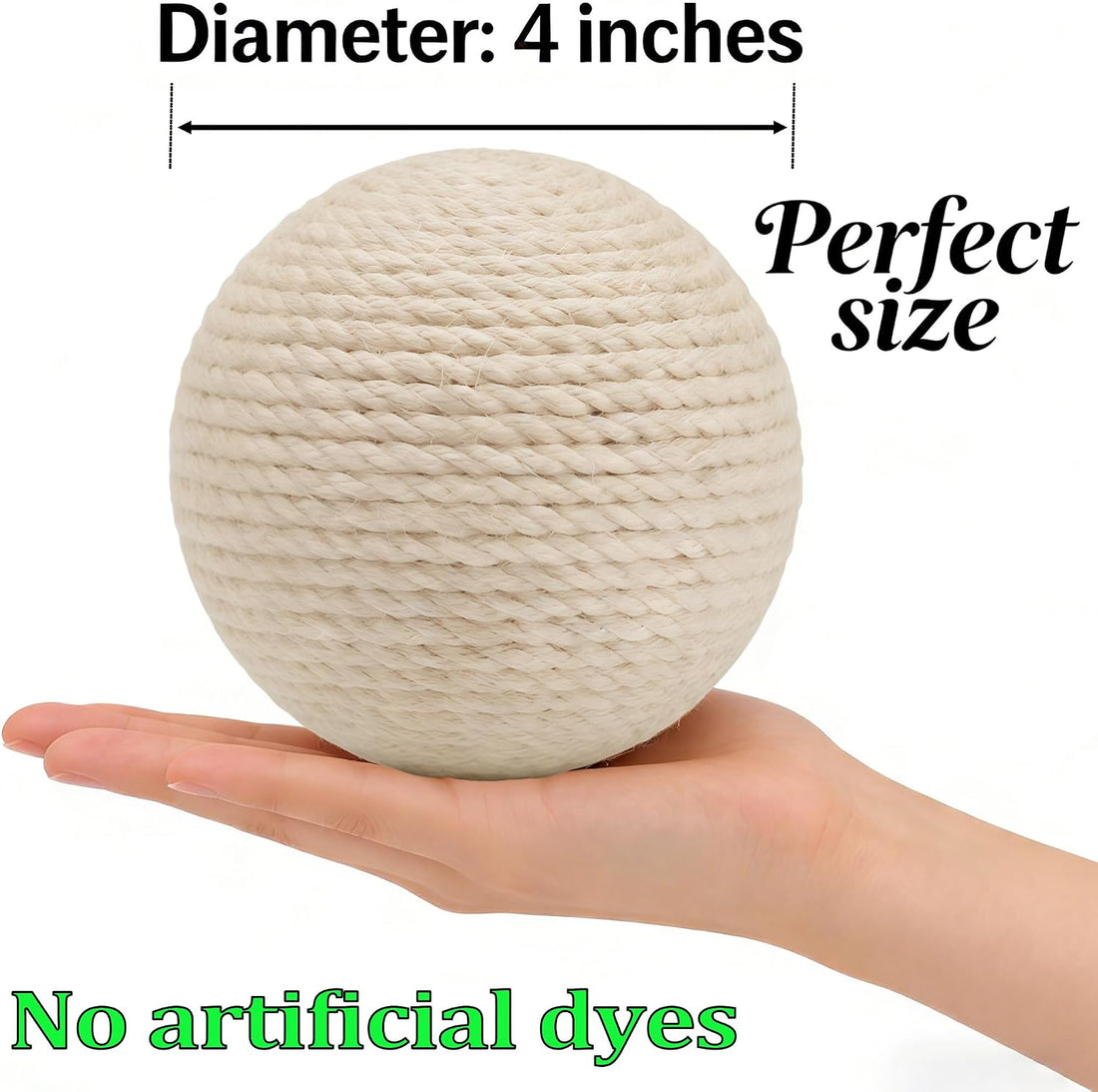 DMZBJ 4-Inch Sisal Cat Toy Balls with Crinkle Sound