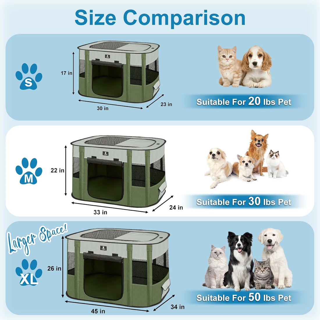 X-ZONE PET Dog Playpen, Puppy Cat Play Pen Portable Foldable