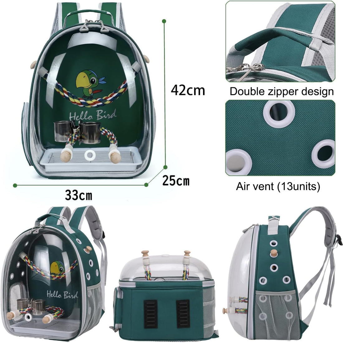 Bird Traval Carrier Cage, Multi Vent Holes Clear Space Capsule