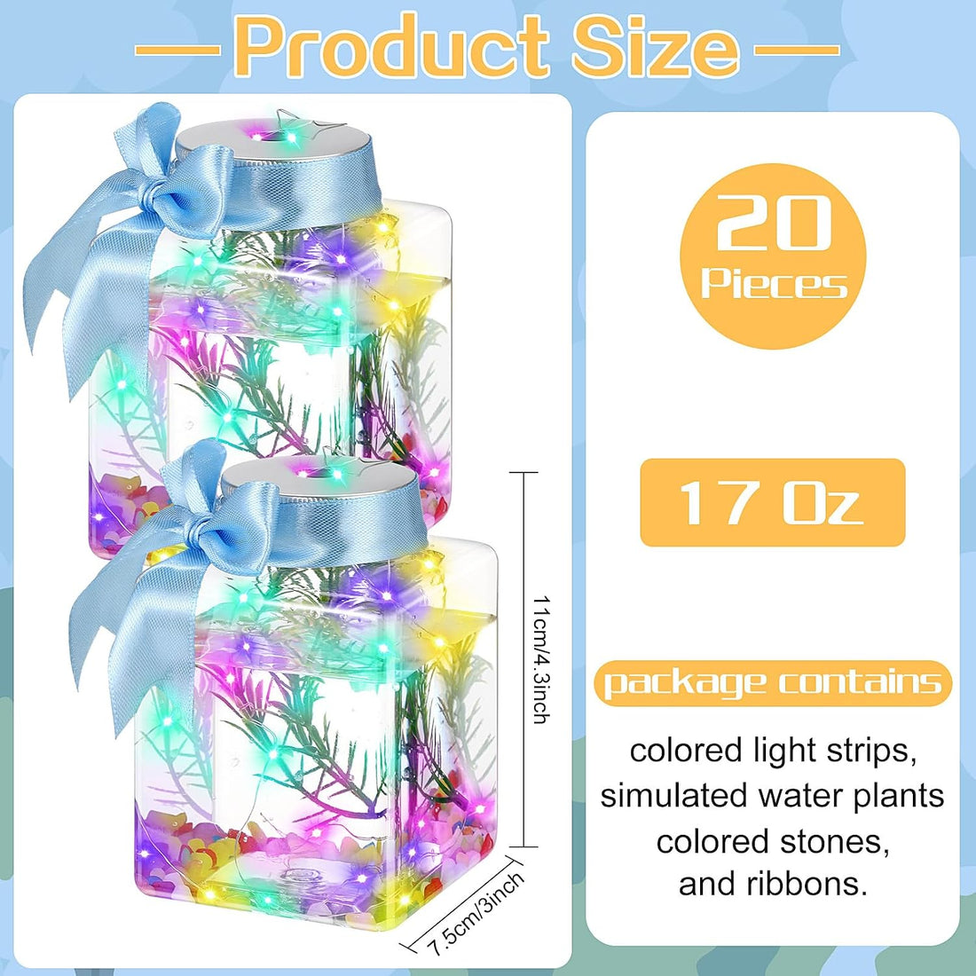 Domensi 20 Pcs 17oz LED Plastic Fish Bowls