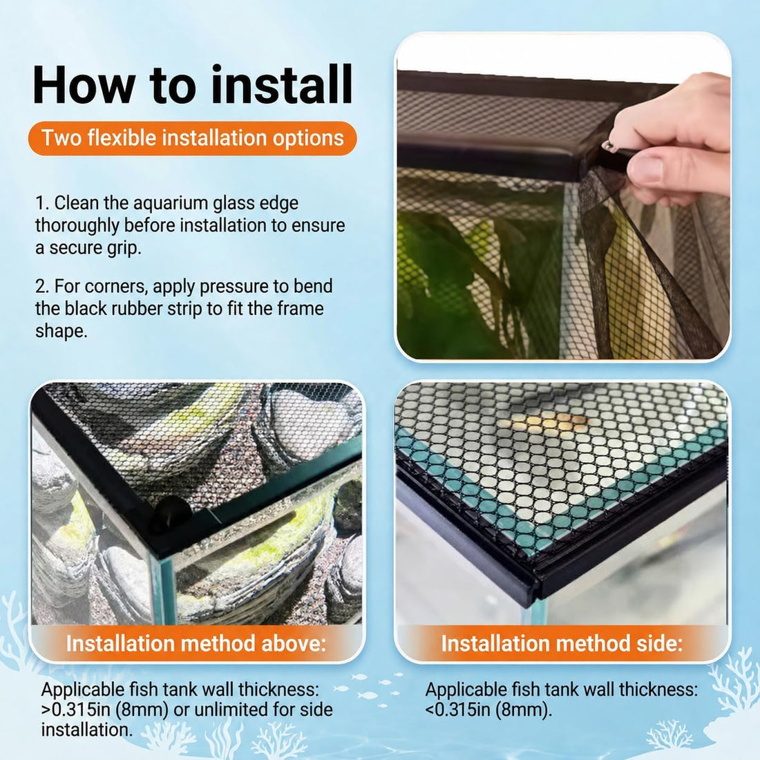 Magnetic Fish Tank Lid Aquarium Top Cover Anti-Jumping Mesh Net