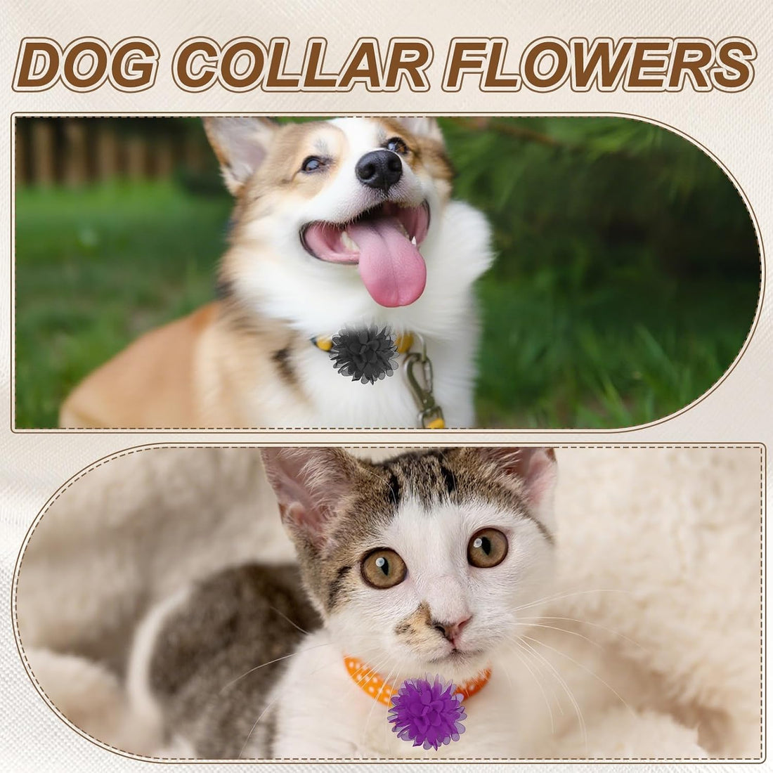 Dog Collar Flowers, Pet Flower Charms Soft Chiffon Cat Collar