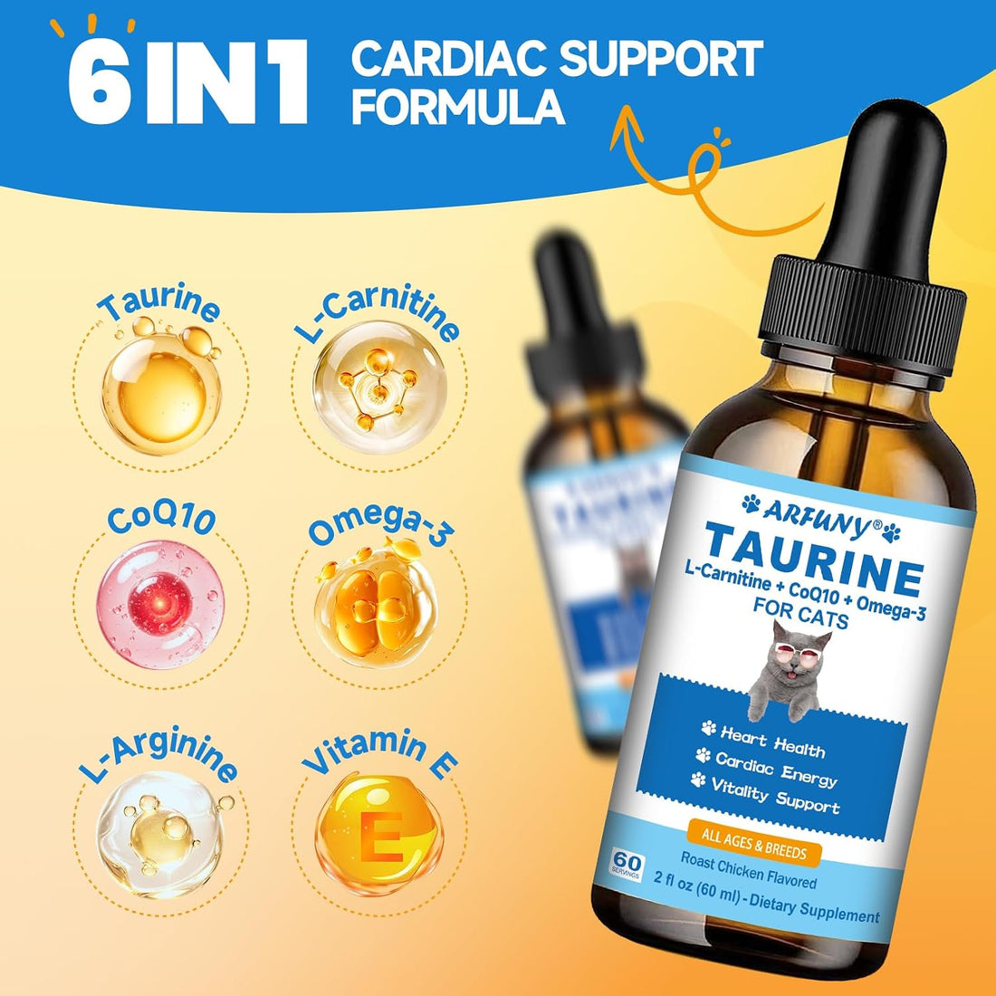 Taurine Drops for Cats, 200 mg per Serving, Roast Chicken Flavor