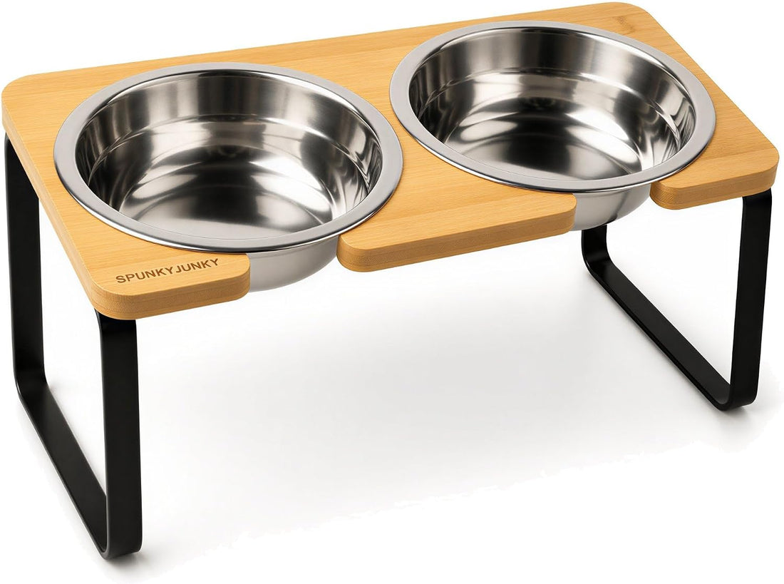 SPUNKYJUNKY Elevated Dog Bowls, 304 Stainless Steel